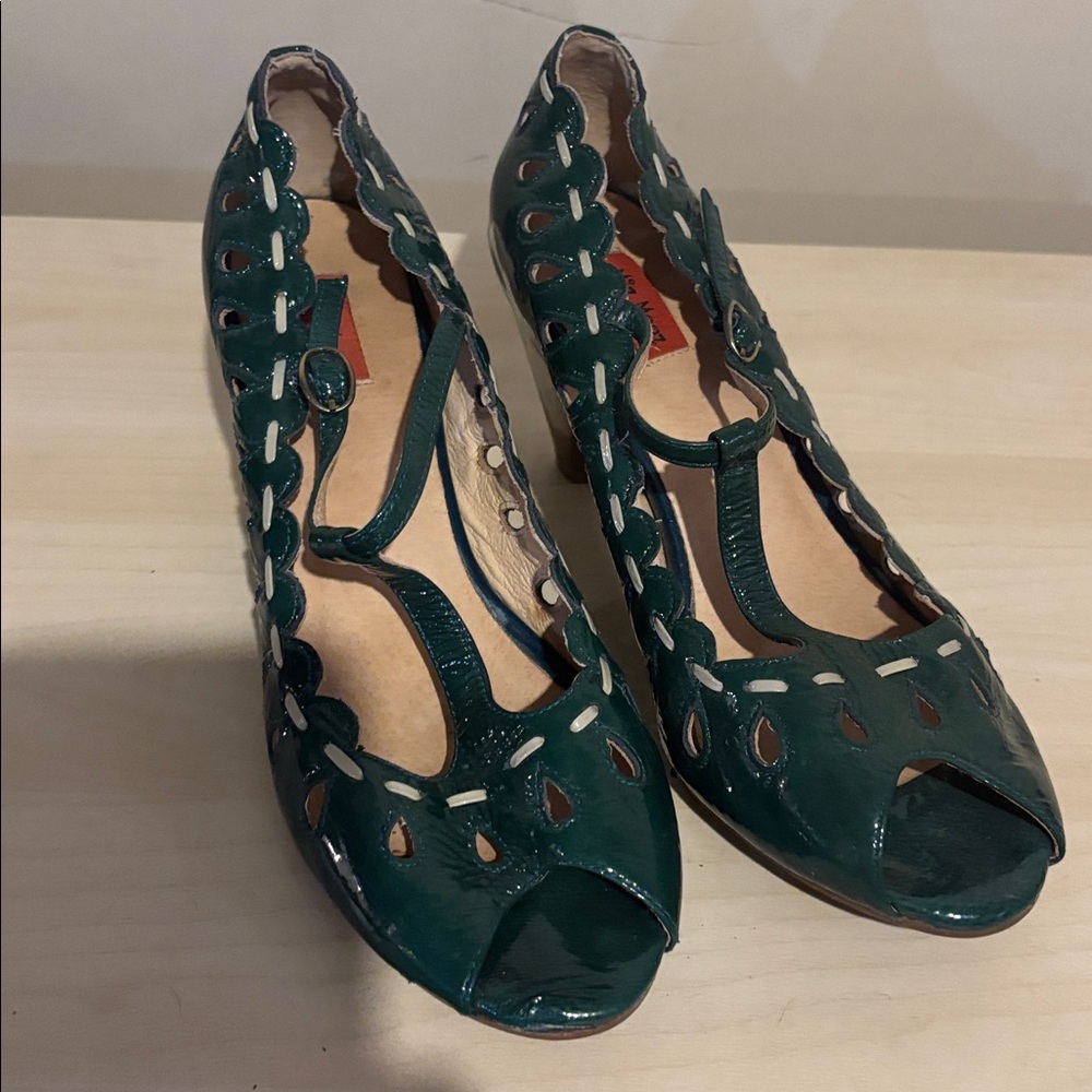 Miz Mooz Green Peep Toe Heels